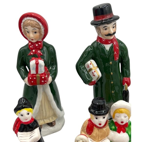Vintage Christmas Village Figurine Set With Carolers & Santa Brick Walls Fireman - Picture 2 of 8